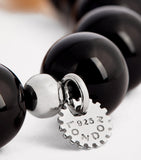 Tateossian Botswana agate bracelet in rhodium silver - British product