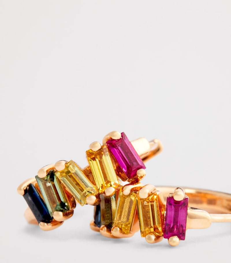 Suzanne Kalan rainbow sapphire huggie earrings, UK version