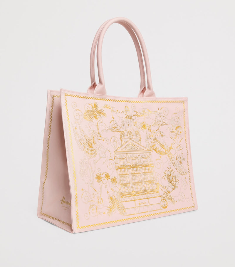 Harrods Gold Building shopper bag cotton canvas, UK version
