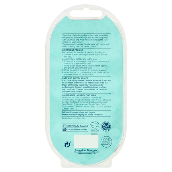 Superdrug Female Five Blade Disposable Razors x3 GOODS Superdrug
