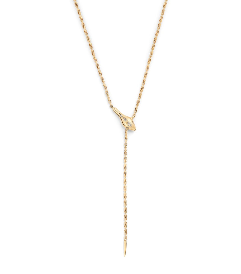 Jacquie Aiche yellow gold and diamond snake necklace, imported from the UK