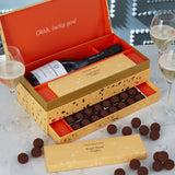 Fortnum's sparkling tea celebration box with chocolate truffles, imported from the UK