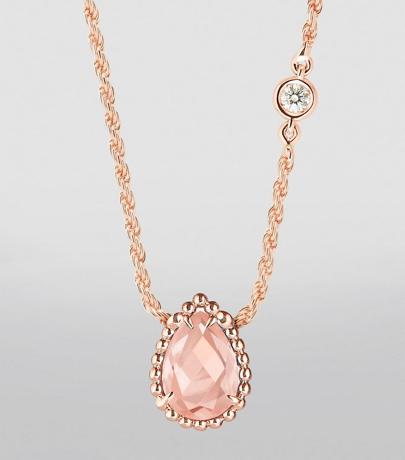 Boucheron Serpent Bohème rose gold necklace with pink quartz and diamond, UK version