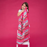 Baby Blanket Pink Striped Knit 80cm x 100cm - British product