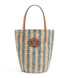 Valentino Garavani straw bucket bag with VLogo, UK version