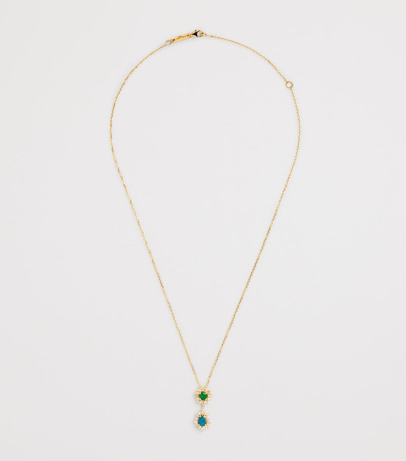 Suzanne Kalan yellow gold diamond emerald opal necklace - British product
