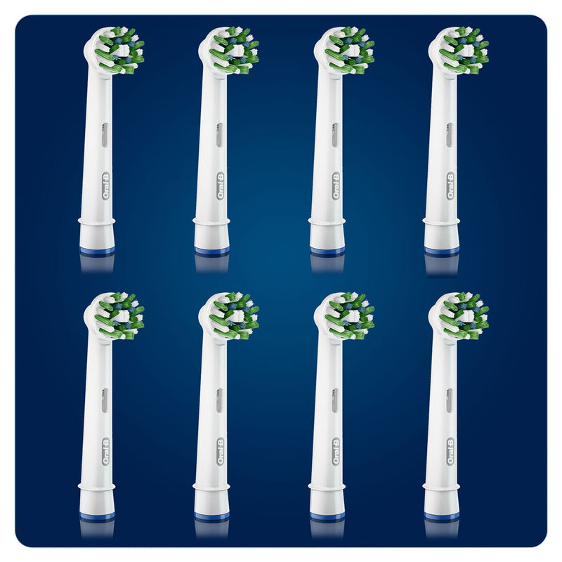 Oral-B CrossAction replacement toothbrush heads 8 pack, imported from the UK