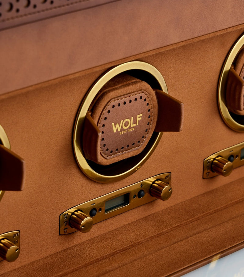 WOLF Brogue triple watch winder with storage, UK version