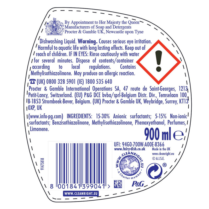 Fairy Original washing up liquid 6 x 900ml - British product