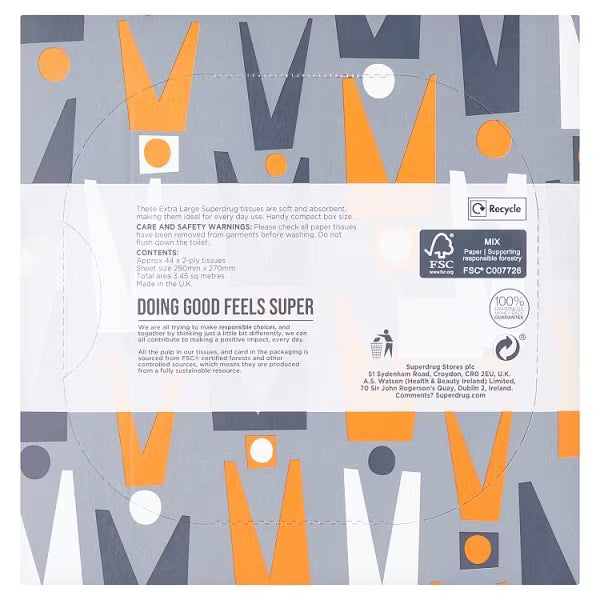 Superdrug extra large ultra soft compact tissues 2-ply (British brand)