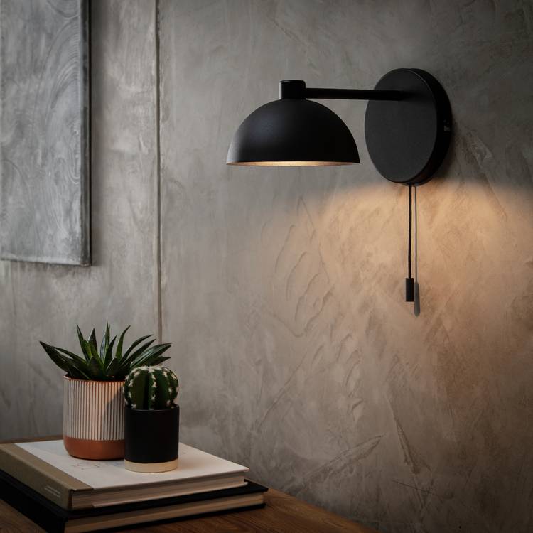 Habitat Mushroom steel wall light in black - British product