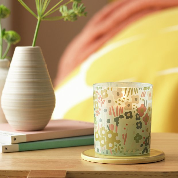 Habitat x Scion hyacinth white birch scented candle in glass holder, imported from the UK