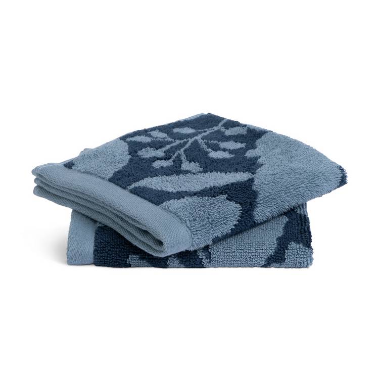 Habitat 2 Pack face cloths navy foliage 30x30cm, UK version