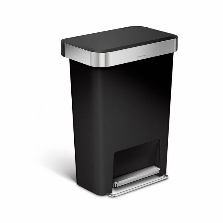 Simplehuman 45 litre plastic pedal bin black (British brand)