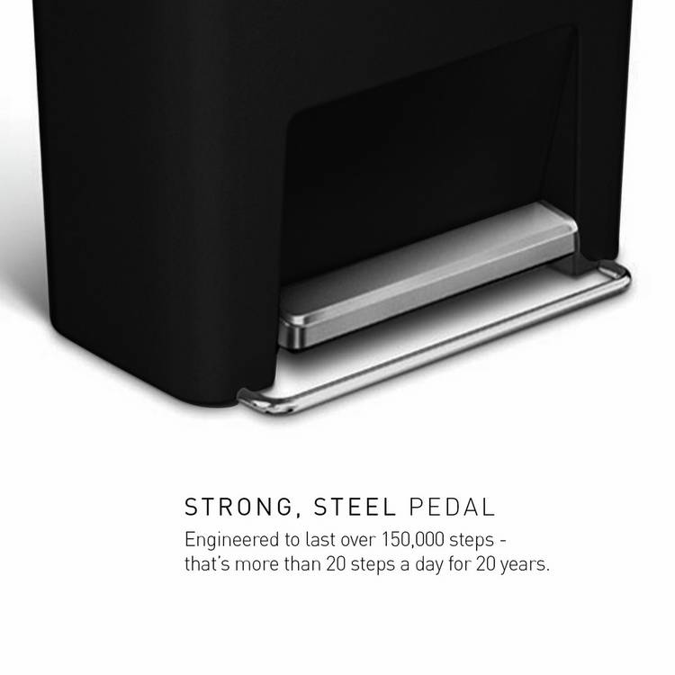 Simplehuman 45 litre plastic pedal bin black (British brand)