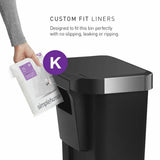 Simplehuman 45 litre plastic pedal bin black (British brand)