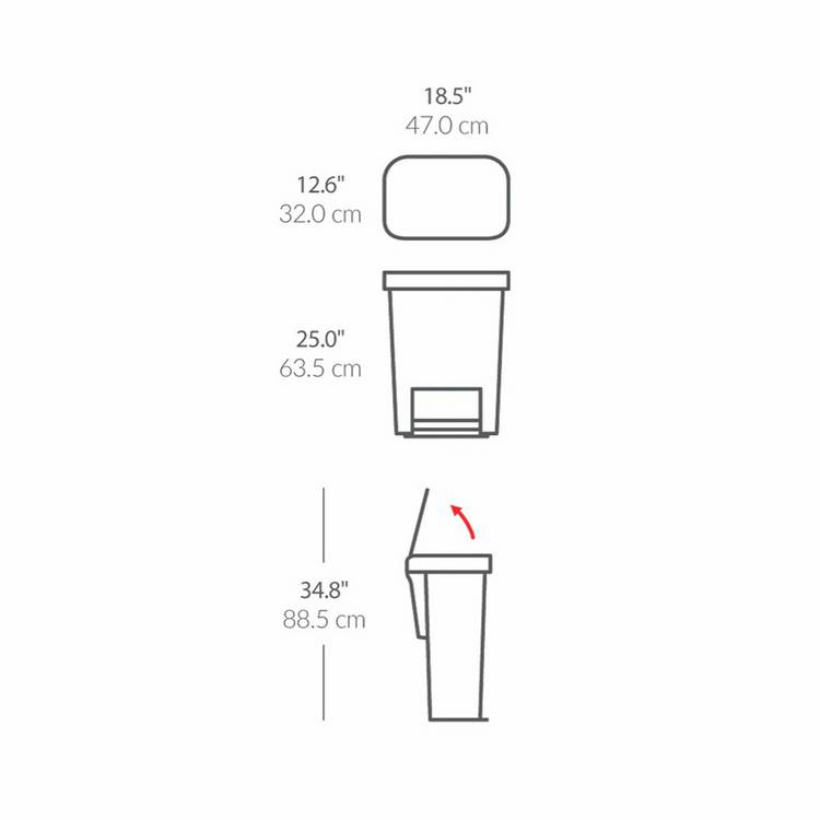 Simplehuman 45 litre plastic pedal bin black (British brand)