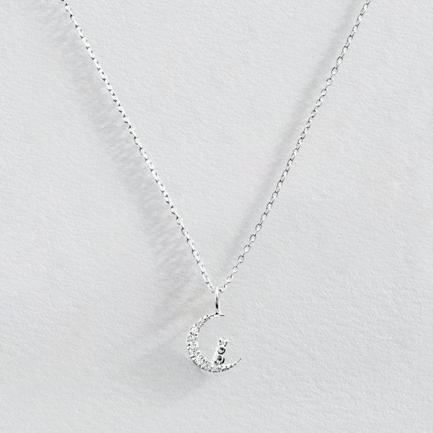 Revere sterling silver bunny moon necklace with cubic zirconia (British brand)