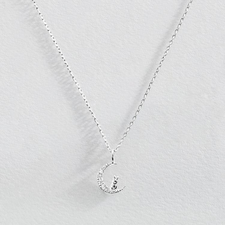 Revere sterling silver bunny moon necklace with cubic zirconia (British brand)