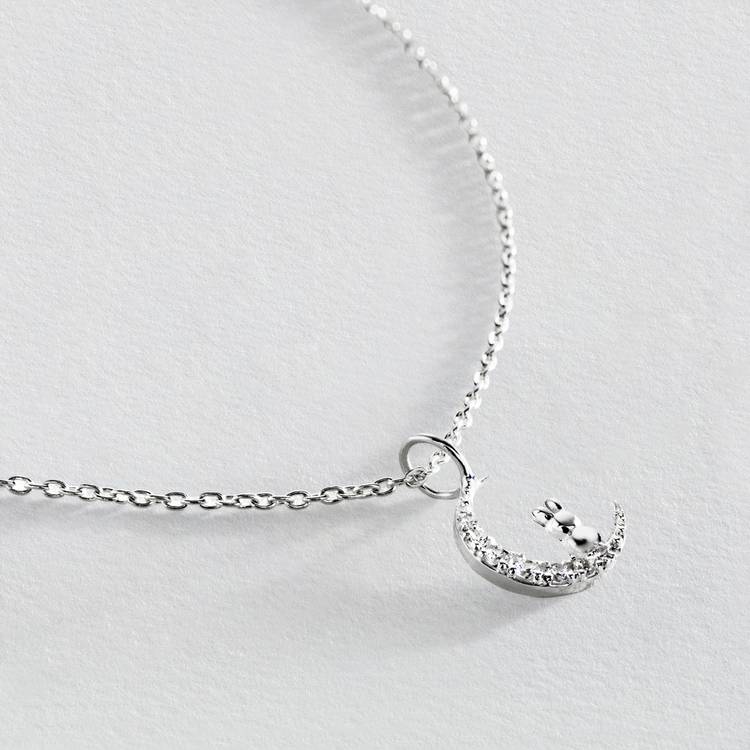 Revere sterling silver bunny moon necklace with cubic zirconia (British brand)