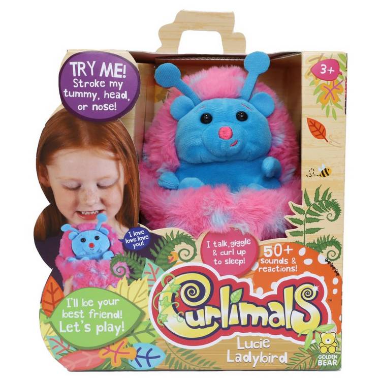 Curlimals Lucie the Ladybird interactive plush toy, imported from the UK