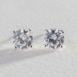 Revere sterling silver cubic zirconia stud earrings 6.5mm, imported from the UK
