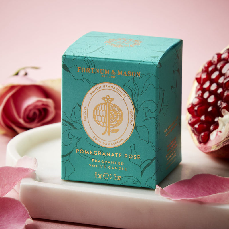 Fortnum's pomegranate rose votive candle 65g (British brand)