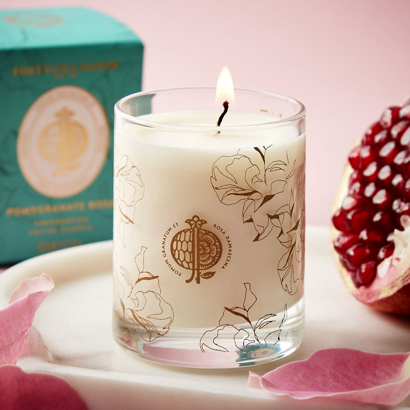 Fortnum's pomegranate rose votive candle 65g (British brand)