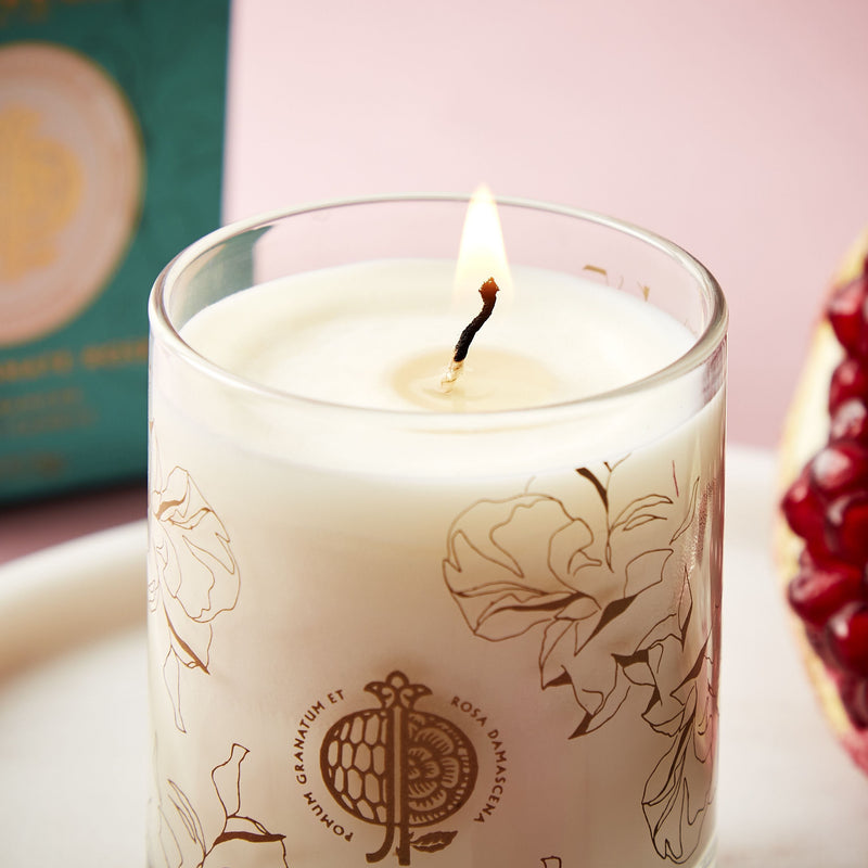 Fortnum's pomegranate rose votive candle 65g (British brand)