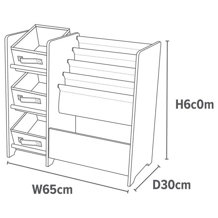 Liberty House white book sling storage unit with canvas pockets - British product