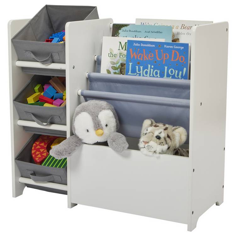 Liberty House white book sling storage unit with canvas pockets - British product