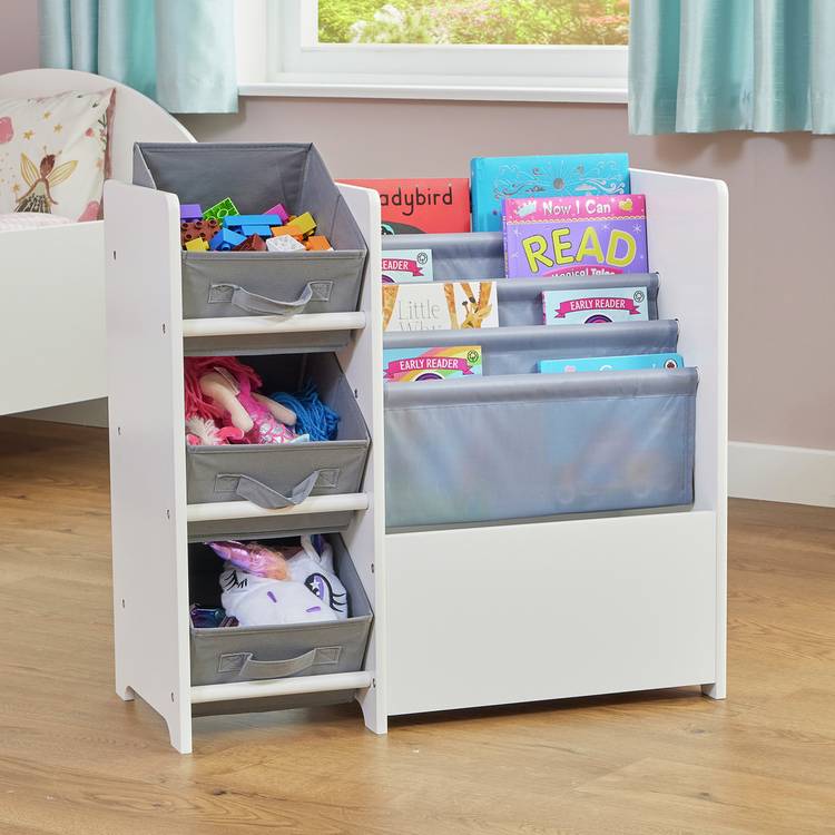 Liberty House white book sling storage unit with canvas pockets - British product