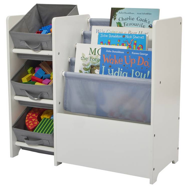Liberty House white book sling storage unit with canvas pockets - British product