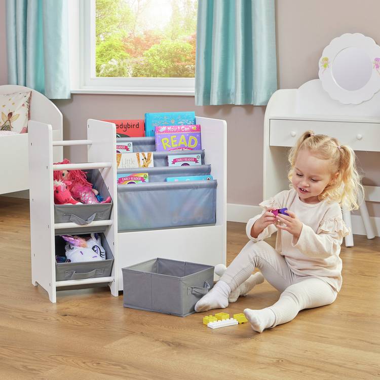 Liberty House white book sling storage unit with canvas pockets - British product