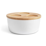 Sebastian Conran chip and dip set porcelain bowl beech lid (British brand)