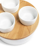Sebastian Conran chip and dip set porcelain bowl beech lid (British brand)