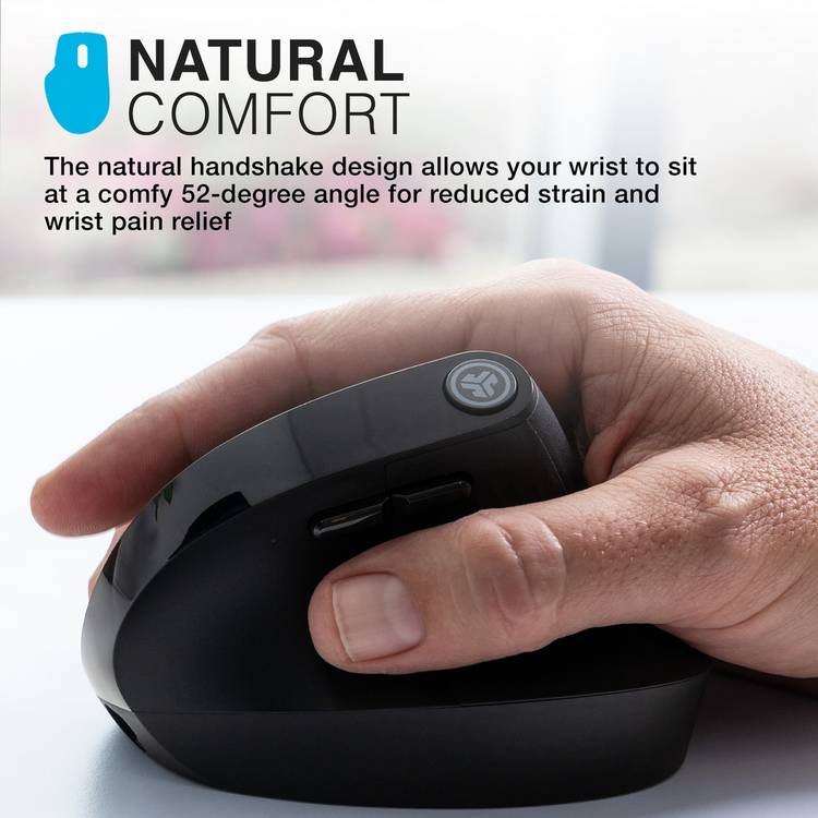 JLab JBuds ergonomic wireless mouse in black (British brand)