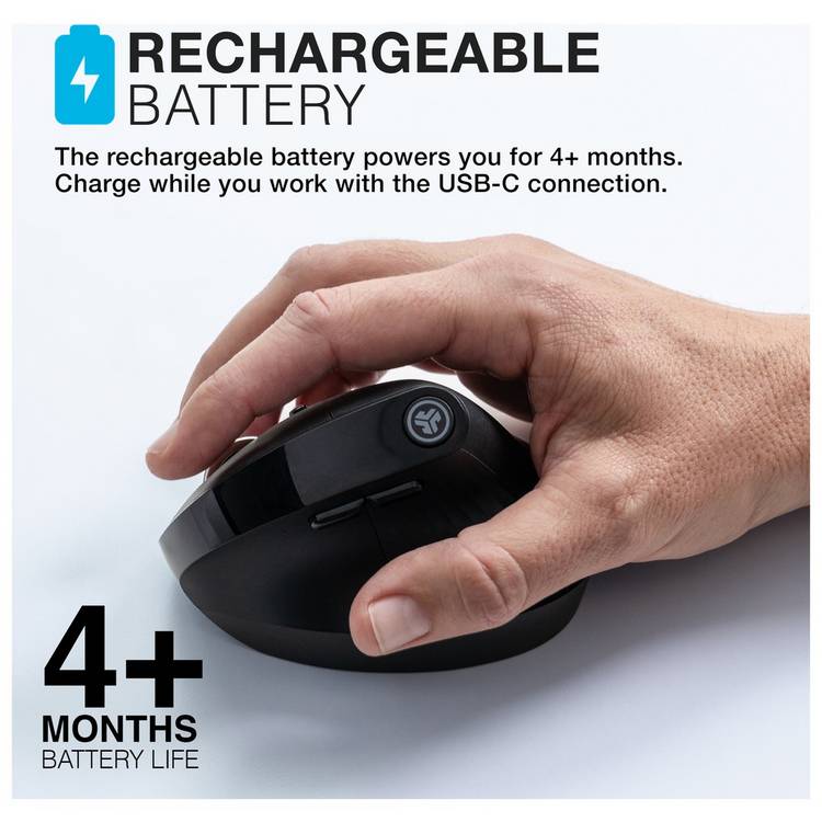 JLab JBuds ergonomic wireless mouse in black (British brand)