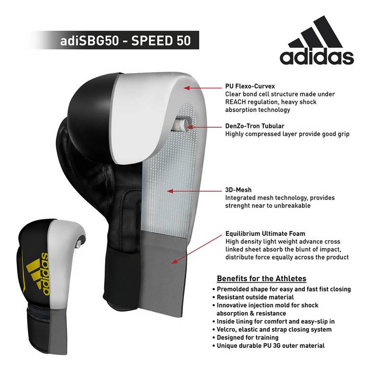 Adidas Speed 50 14oz boxing gloves, black, imported from the UK