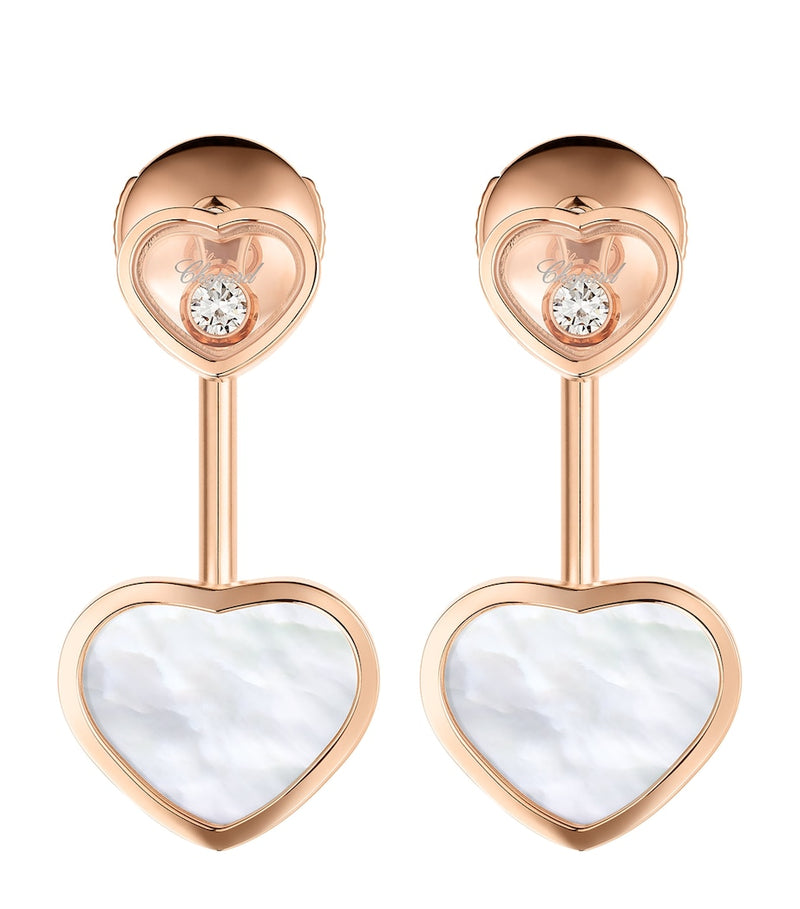 Chopard Happy Hearts rose gold earrings with mother-of-pearl, imported from the UK