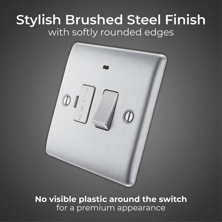 BG FCU LED switch brushed stainless steel, UK version