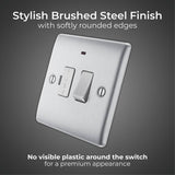 BG FCU LED switch brushed stainless steel, UK version