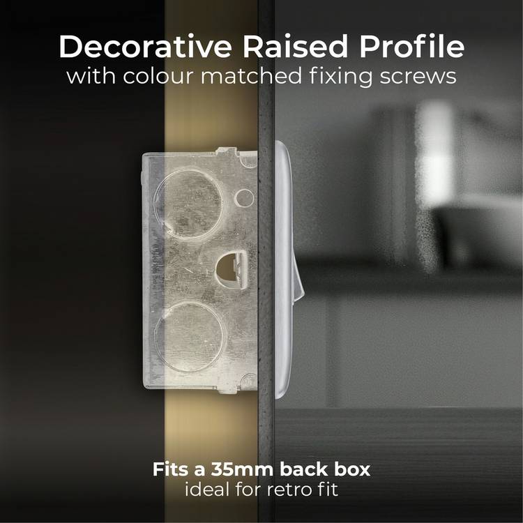 BG FCU LED switch brushed stainless steel, UK version