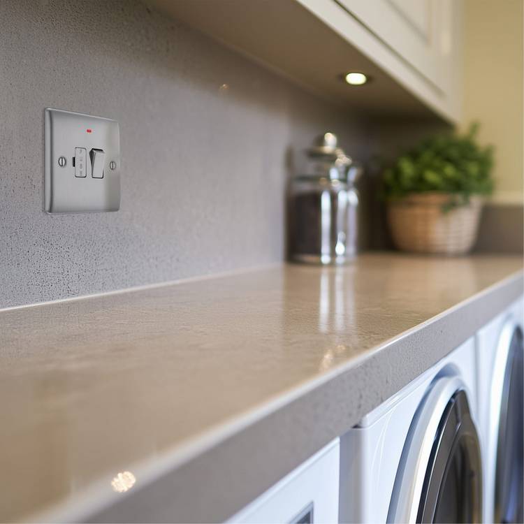 BG FCU LED switch brushed stainless steel, UK version