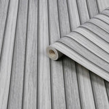 Fresco grey wooden slat wallpaper, imported from the UK