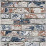 Fresco brick wallpaper with navy highlights, imported from the UK
