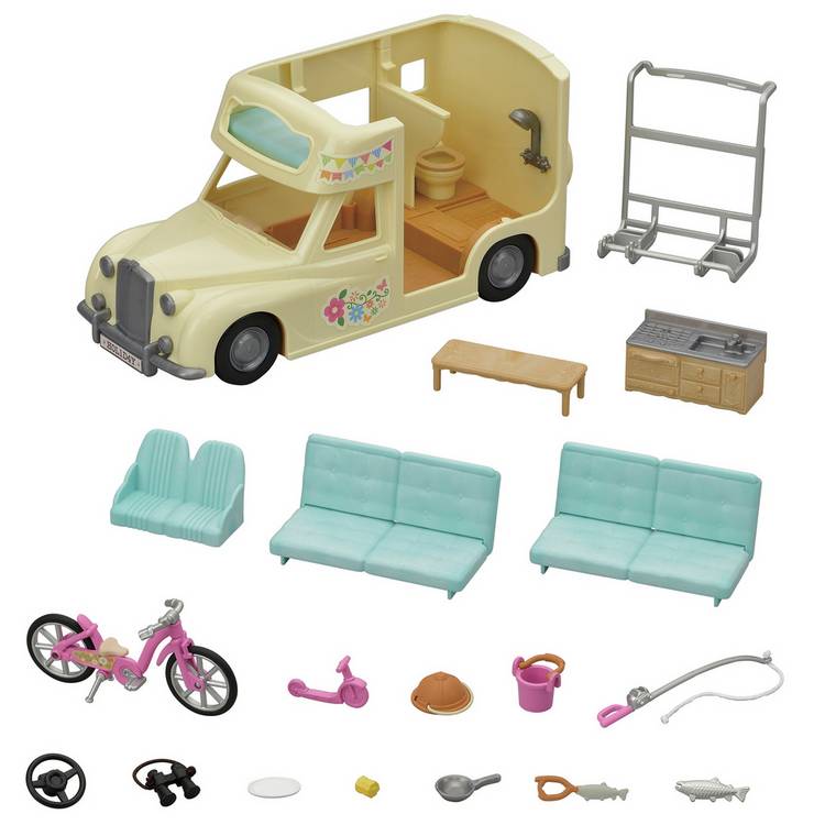 Sylvanian Families Campervan playset with figures, imported from the UK