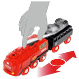Brio steaming train set with wooden tracks and realistic steam effects (British brand)