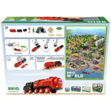 Brio steaming train set with wooden tracks and realistic steam effects (British brand)