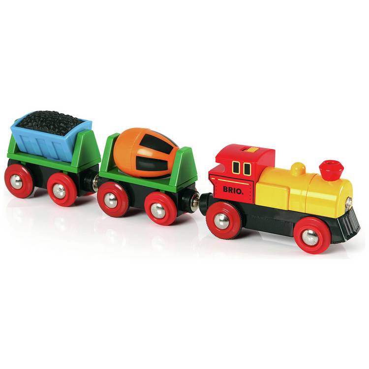 Brio battery action train with headlight and cement mixer (British brand)
